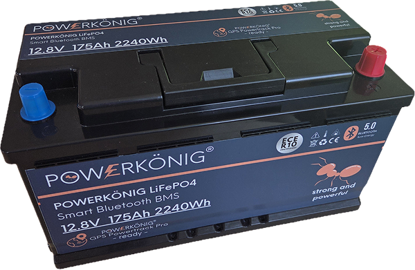 Produktabbildung: Powerkönig LiFePO4 12,8V 175 Ah DIN Smart MBS mit Bluethooth Batterie